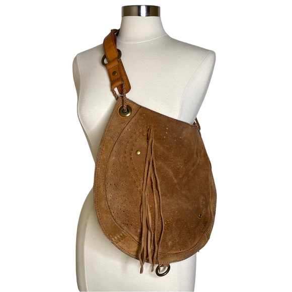 Lucky Brand Handbags - Lucky Brand Vintage Y2K Western Ranch Suede Leather Fringe Shoulder Bag Purse